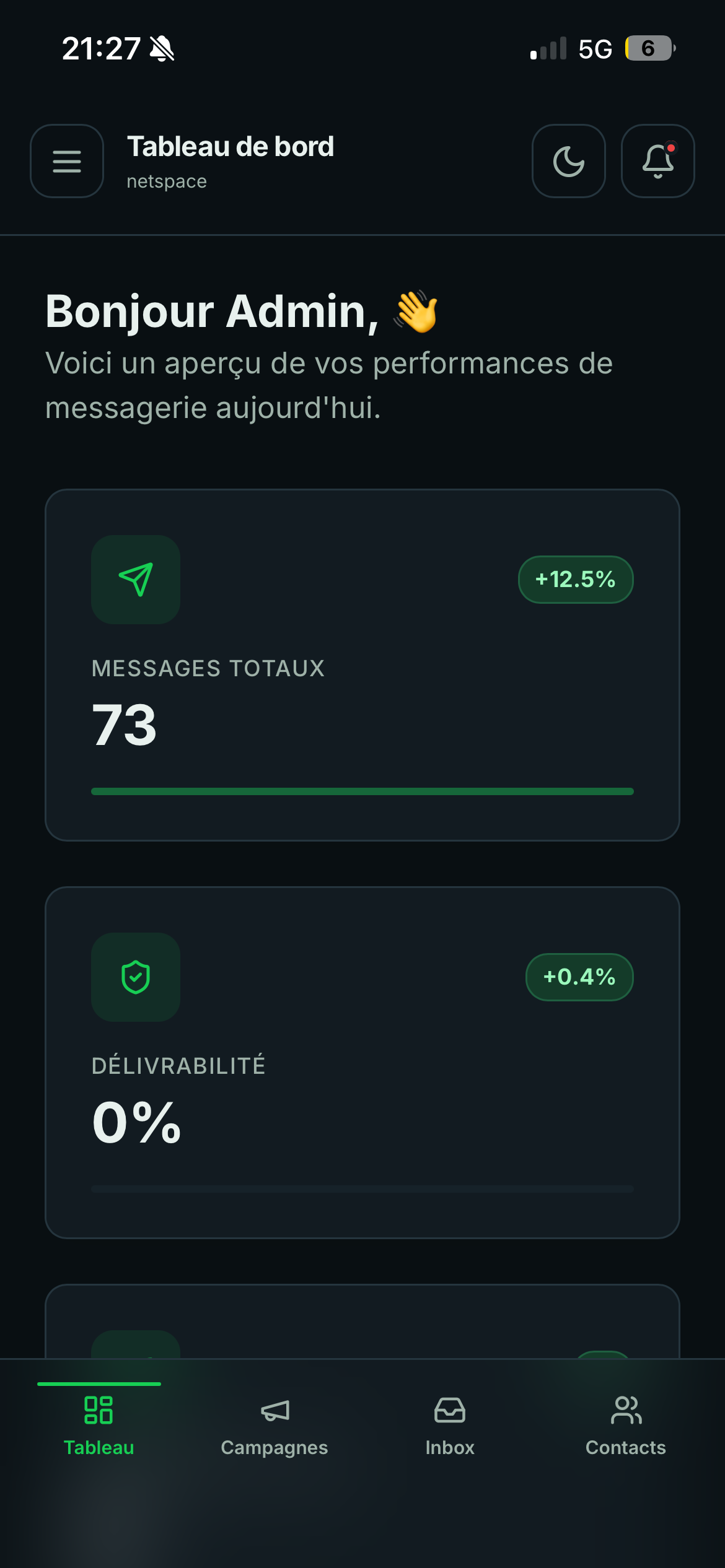 Inbox Risala sur mobile